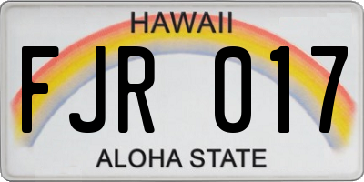 HI license plate FJR017