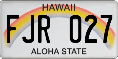 HI license plate FJR027