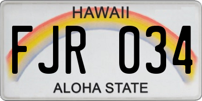 HI license plate FJR034