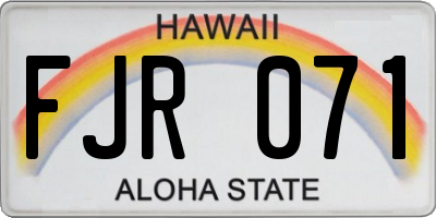 HI license plate FJR071