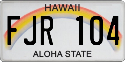 HI license plate FJR104