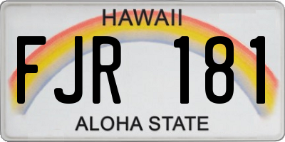 HI license plate FJR181