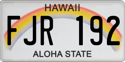 HI license plate FJR192