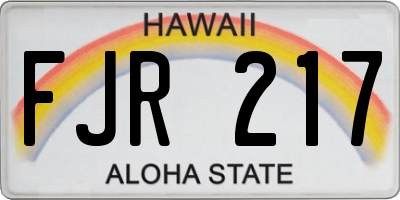 HI license plate FJR217