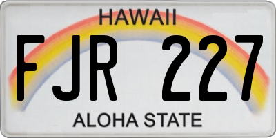HI license plate FJR227