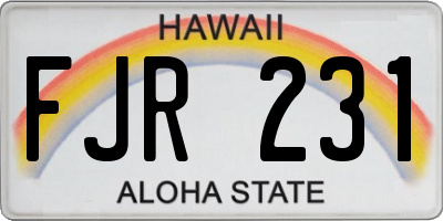 HI license plate FJR231