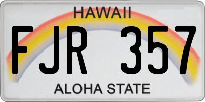 HI license plate FJR357