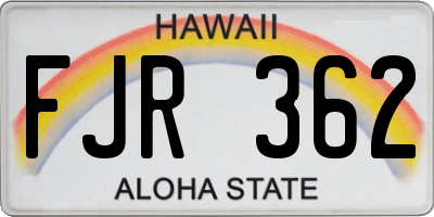 HI license plate FJR362