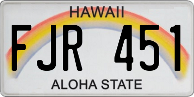 HI license plate FJR451