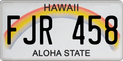 HI license plate FJR458