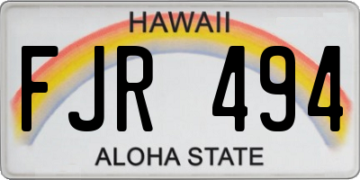 HI license plate FJR494