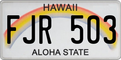 HI license plate FJR503