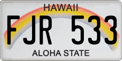 HI license plate FJR533