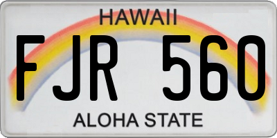HI license plate FJR560