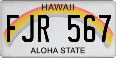 HI license plate FJR567