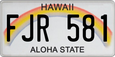 HI license plate FJR581