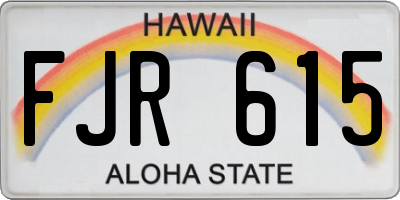 HI license plate FJR615
