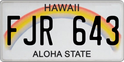 HI license plate FJR643
