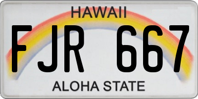 HI license plate FJR667
