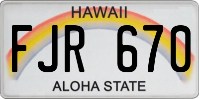 HI license plate FJR670