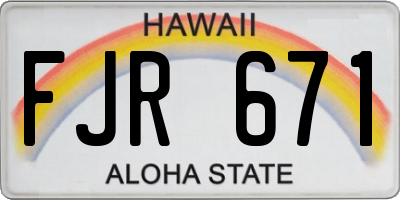 HI license plate FJR671