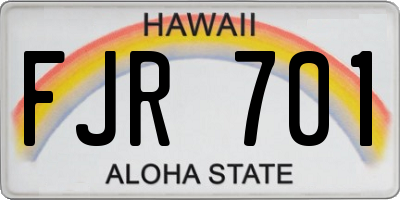 HI license plate FJR701