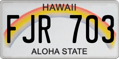 HI license plate FJR703