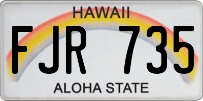 HI license plate FJR735