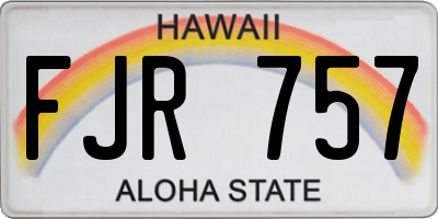 HI license plate FJR757