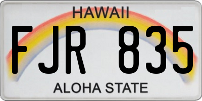 HI license plate FJR835