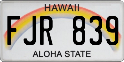 HI license plate FJR839