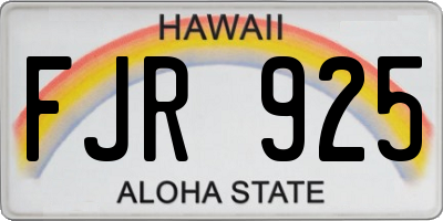 HI license plate FJR925