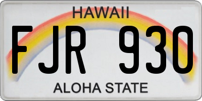 HI license plate FJR930