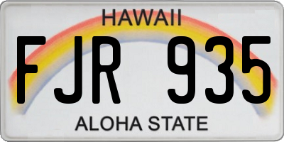 HI license plate FJR935