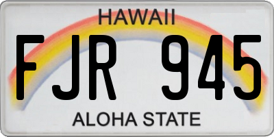 HI license plate FJR945