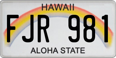 HI license plate FJR981