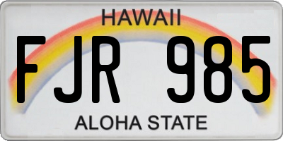HI license plate FJR985