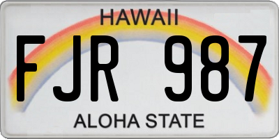 HI license plate FJR987