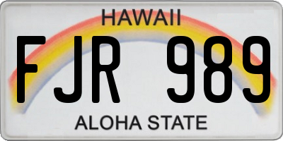 HI license plate FJR989