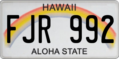 HI license plate FJR992