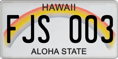 HI license plate FJS003