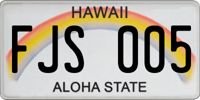 HI license plate FJS005