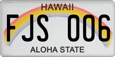 HI license plate FJS006