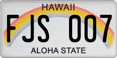 HI license plate FJS007