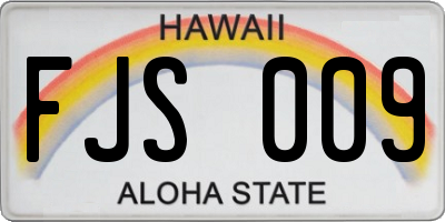 HI license plate FJS009