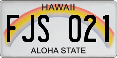 HI license plate FJS021