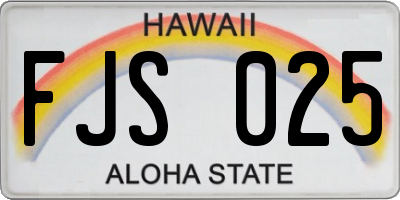 HI license plate FJS025
