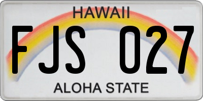 HI license plate FJS027