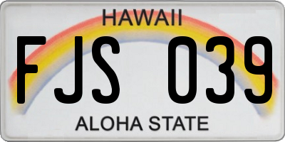 HI license plate FJS039