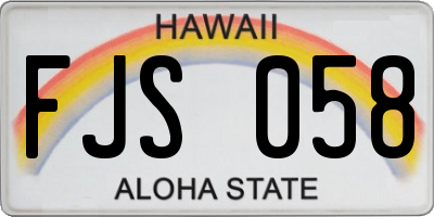 HI license plate FJS058